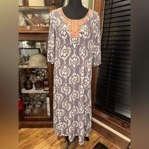 Patio Casuals Cabernet Gray Peach Rayon Dress